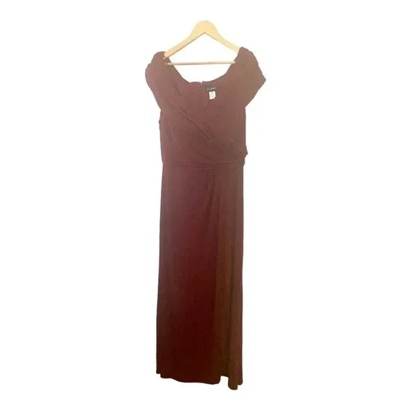 La Femme Deep Red Off-Shoulder Maxi Dress - Picture 3 of 8